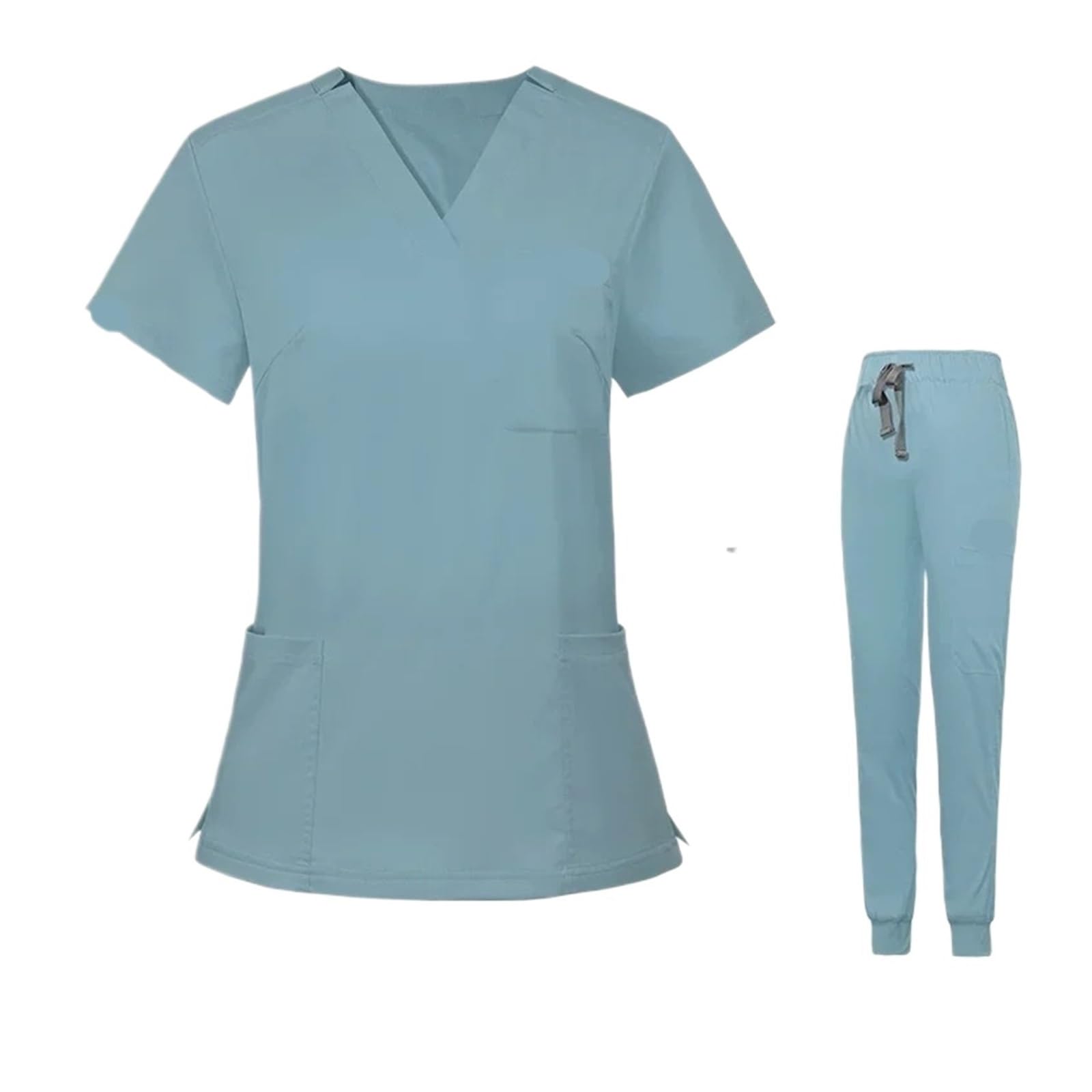Uniformi per Infermiere da Donna Set Uniforme da Sala operatoria Ispessita, Pantaloni da Infermiera Elasticizzati, Maniche Corte, Set Completo Satinato for Abbigliamento da Lavoro(Brown,M)
