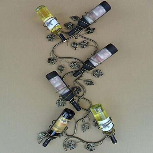 HongXJ Porte-Bouteilles Mural en Fer Forgé Porte-Bouteilles en Fer Forgé Américain 6 Bouteilles, Bronze Color