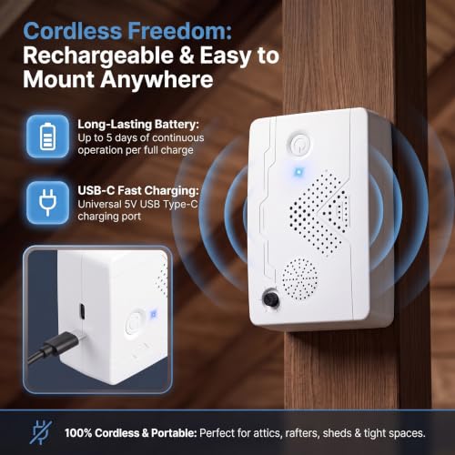 Image of 2026 Bat Fortress Mini Repeller Deterrent for Covered Porch House Adjustable Ultrasonic Bat Repellent Devices Outdoor Battery Operated Bat Repeller, Friendly to Human & Pet (2Pack)