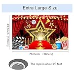Mocsicka Moive Night Banner Party Decorations Movie Birthday Party Backdrop Red Carpet Event Awards Night Ceremony Photography Background (Red, 70.8 x 43.3 Inch) - Image 4