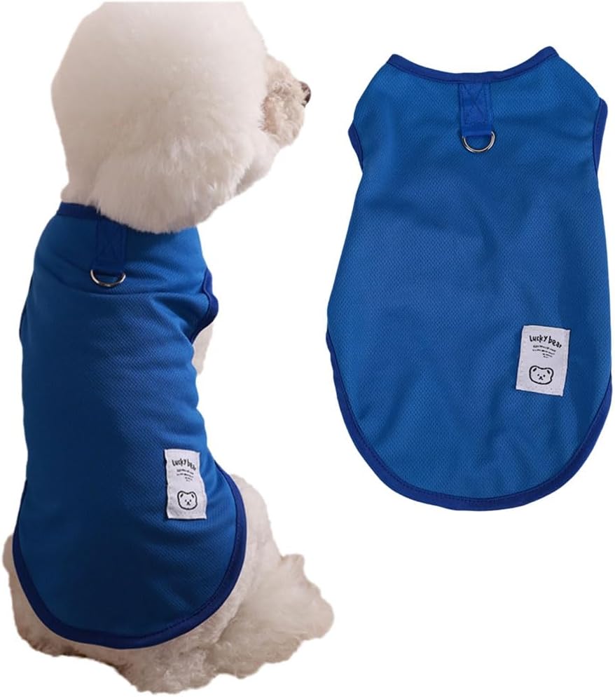 Tangpan 2 Pack Dogs Shirts Soft Breathable Solid Dog T-Shirts with Leash Ring Tank Top Summer Dog T-Shirts Apparel Sleeveless Dog Vest Dog Tee Shirt for Small Dogs A# S