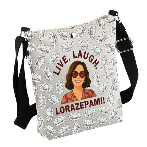 TWL TV Show Inspired Gift Live Laugh Lorazepam Crossbody Bag Lotus Quote Merch for TWL TV Show Lover Gift