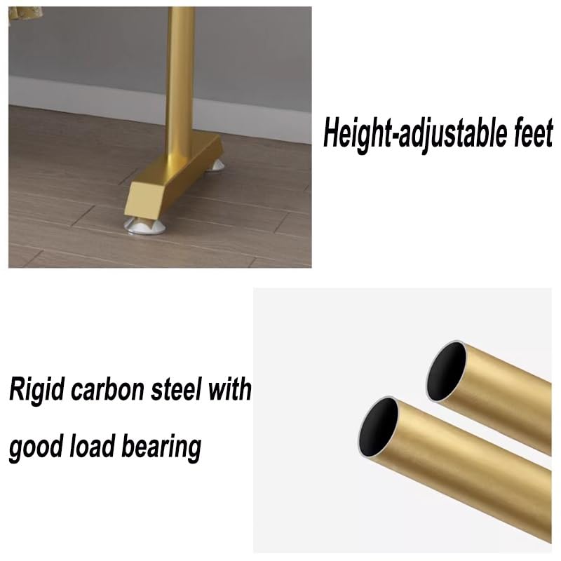 Kleiderständer aus Metall mit Rollen, Industriestil, C-förmig, ideal für Zuhause, Schlafzimmer und Bekleidungsgeschäfte. Goldfarben. Freistehender C-förmiger Ständer.