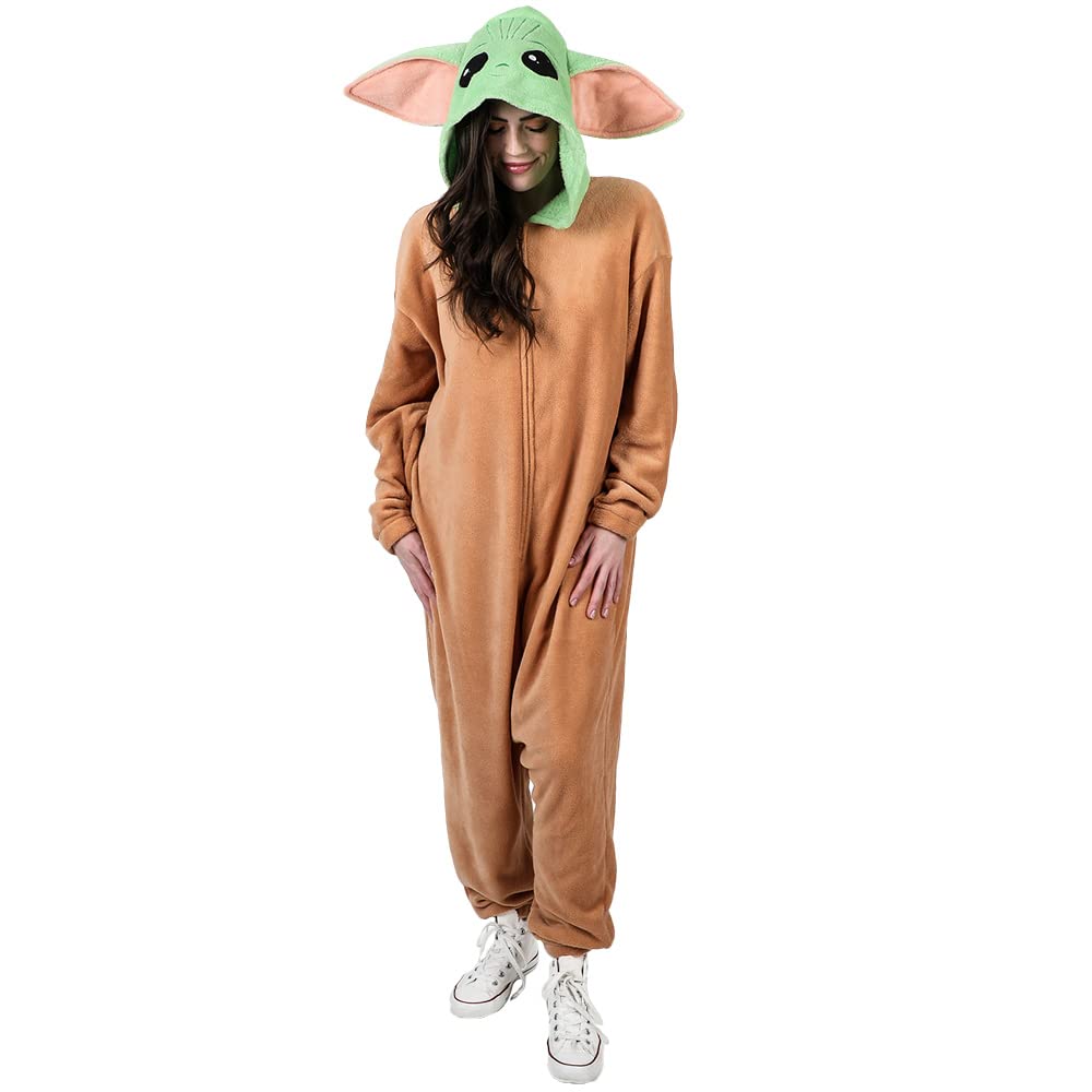Star Wars Mandalorian Grogu - Traje de Kigurumi con capucha para hombre, Marrón, Large