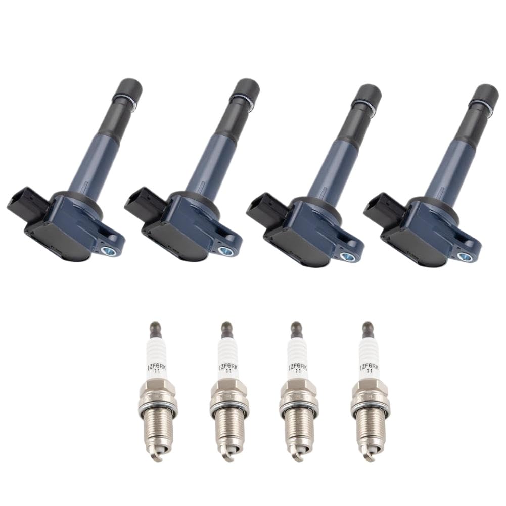 Juego de bobinas de encendido y bujías, 4 bobinas de encendido, 4 bujías compatibles con TSX 2.4L L4 2004 2005 2006 2007 2008 UF417 6994