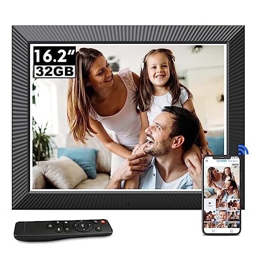 BSIMB 16.2-Inch 32GB Extra Large WiFi Digital Photo Frame HD IPS Touch Screen Picture Frame, Remote Control, Auto-Rotate, Wall Mounted, Share Photos and Videos via App & Email, Gift for Grandparents
