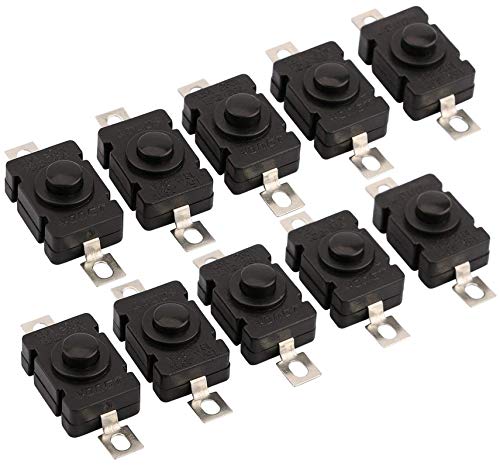 ERH India (Pack of 10) Self Locking Push ON Push Off Switch, DC 260V 1.5 A Tactile Tact Switch 2 Pin On Off Push Button Switch for DIY Electronic Projects