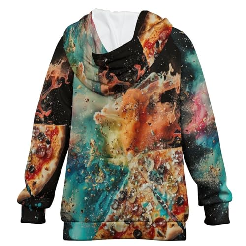 Pizza GalaxyChildren's Raglan Sleeve Hoodie, Suitable for Home And Outdoor Use8-9Y2