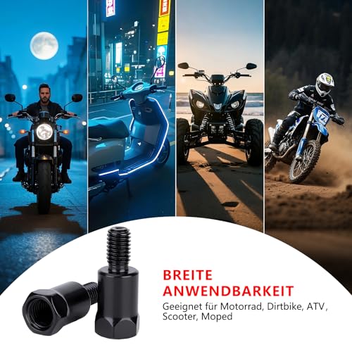 Cretassion Motorrad Spiegel Adapter M8 Linksgewinde auf M8 Rechtsgewinde Motorroller Spiegel Adapter m8 auf m8 (2 Stück)
