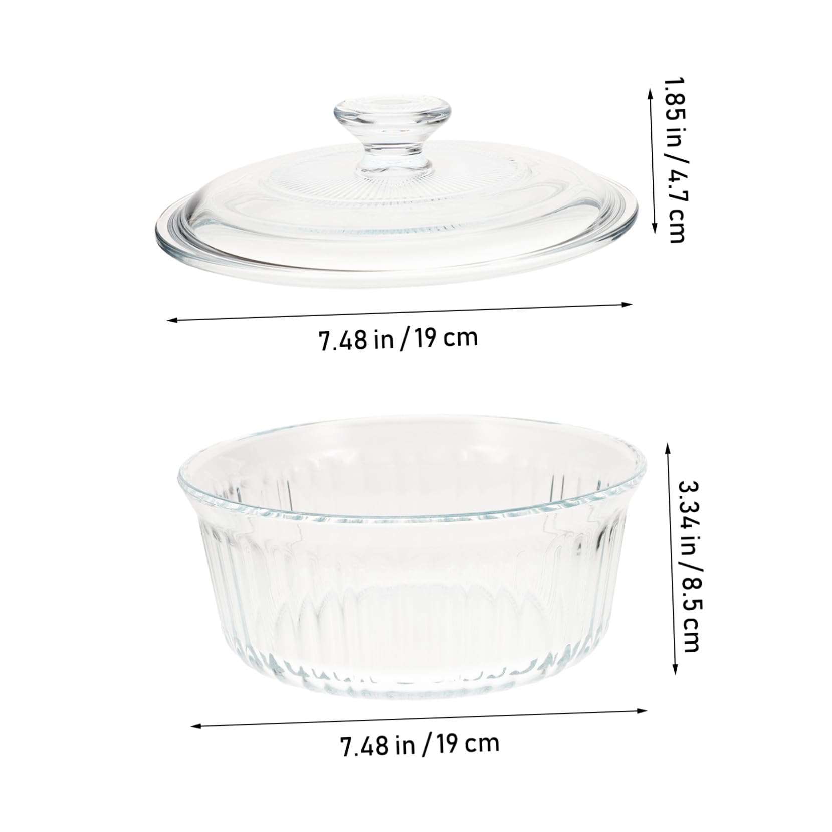 VICASKY Runde Auflaufform 1,6l aus Borosilikatglas mit Topfdeckel 24cm Glasdeckel Ofenfeste Glas Auflaufform Klares Satz als Mikrowellengeschirr Glas mit Deckel