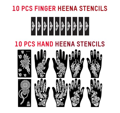 Ivana's Set of 20 Pcs Combo Pack, Reusable Mehandi for Hands Henna Tattoo Stencil for Women, Girls and Kids Easy to Use in Just 4 Steps Indian Design Collection, D-2025 - Image 3