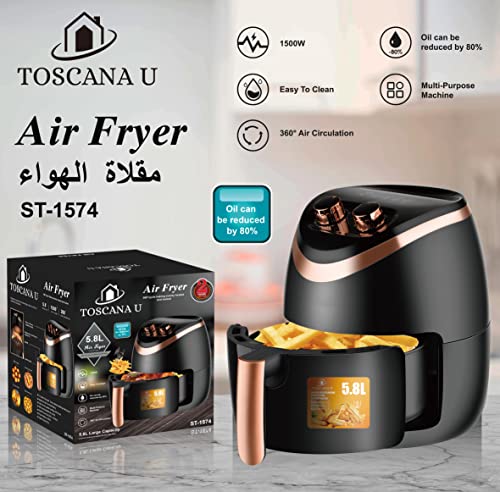 Air Fryer, Air Fryer, 1500W, Digital Control Panel Display, 5.8L, Black ST-1574