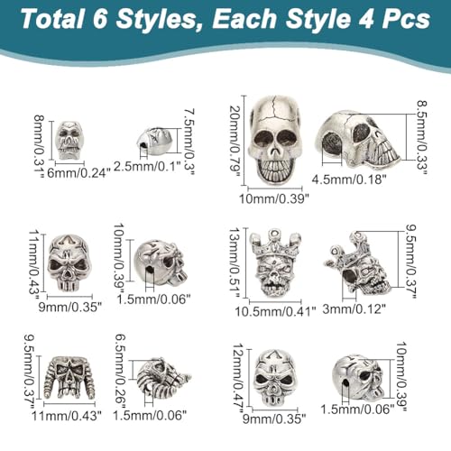 NBEADS 24 Pcs Alloy Skull Beads - Image 2