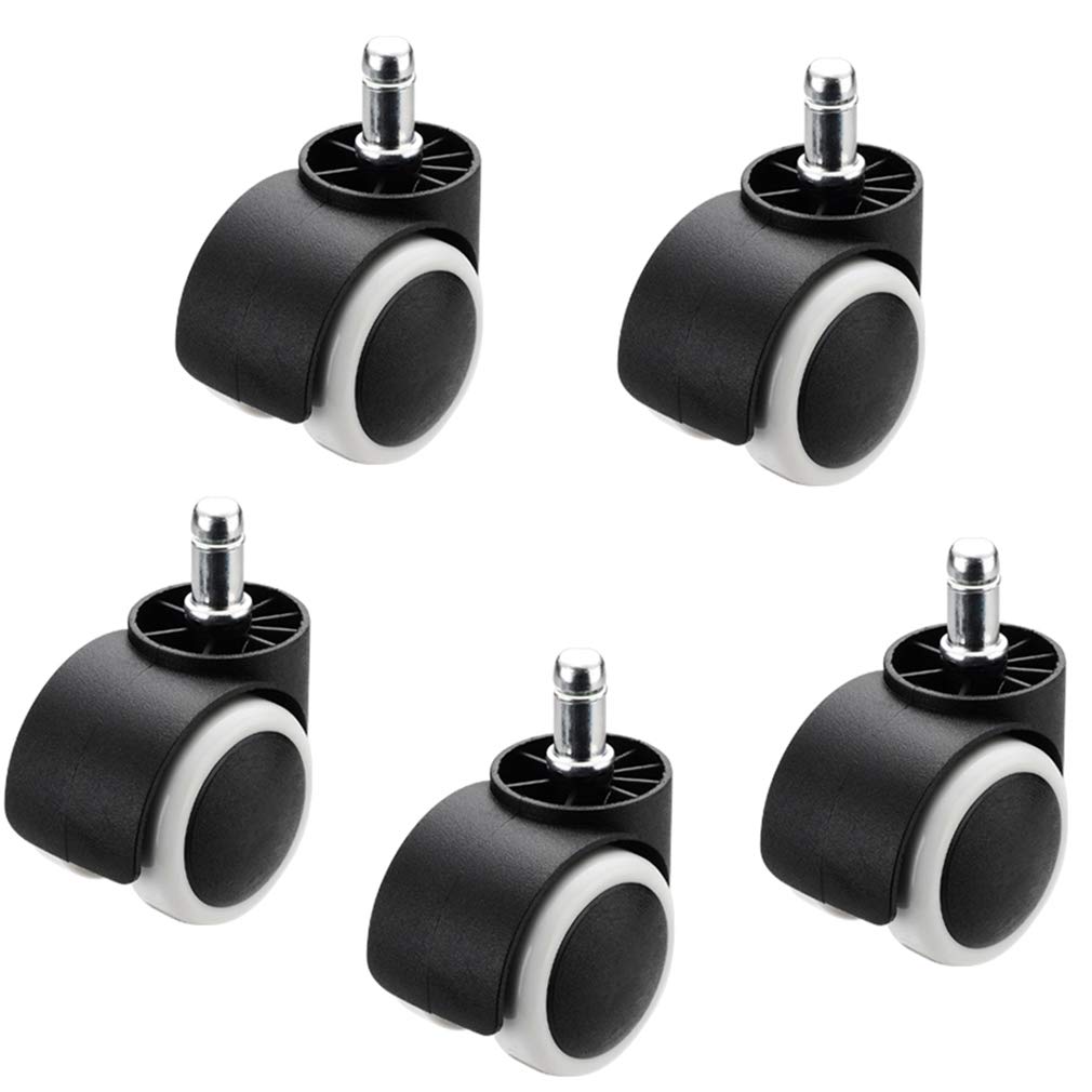 Möbelrollen, Caster Wheels,Wheels 5pcs Office Chair Caster 2" PVC Furniture Wheels,Replacement Computer Desk Castor,Smooth Rolling,Protect Hardwood Floors,Double Wheel,Capacity 125KG (Plunger M11,Whit