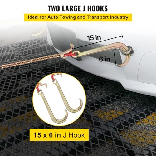 VEVOR G80 V Bridle Chain, 5/16 in x 3 ft Towing Chain Bridle with J Hooks and T Hooks, Heavy Duty Transport Tow Chain Bridle with 10800 lbs Safe Working Load Ideal for Flatbed Truck Wrecker Recovery - image 4