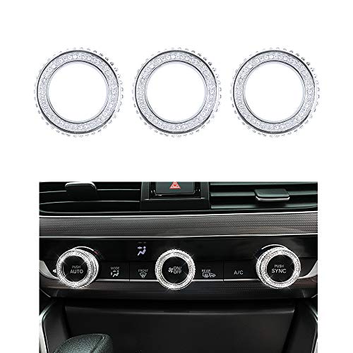 1797 Compatible AC Knobs Caps for Honda Accessories Bling Interior Parts Accord 10th 1.5T EX EX-L LX Air Conditioning Fan Control Dial Decals Stickers Covers Decoration Women Men Crystal Silver 3 Pack