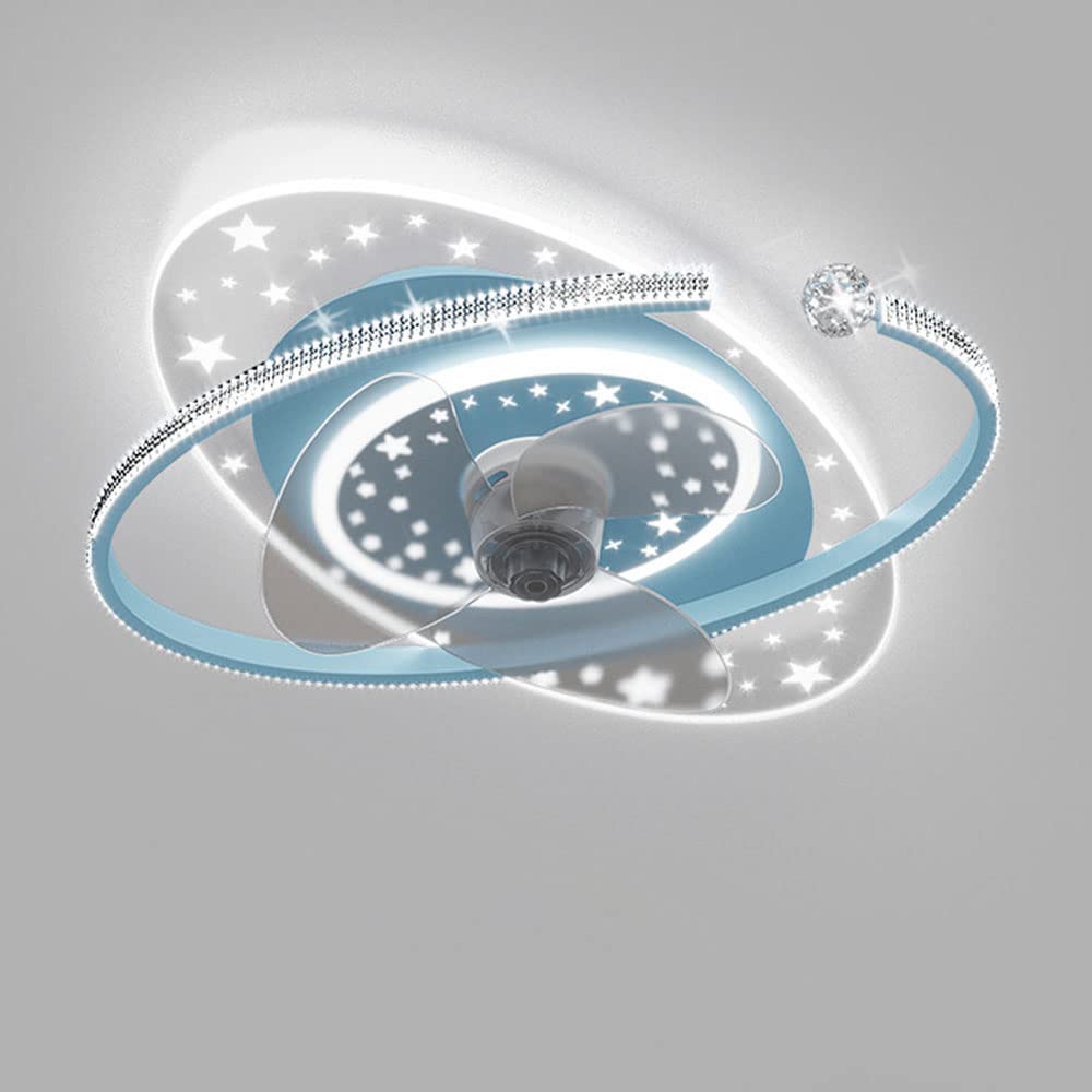 IBalody 48W LED Creative Fan Light Indoor 6 Speed Ceiling Fan with Light Kids Room Bedroom Mute Ceiling Lights Fan Lighting Stepless Dimmable Ceiling Light with Fan Boy Girl Room Decor (Blue)