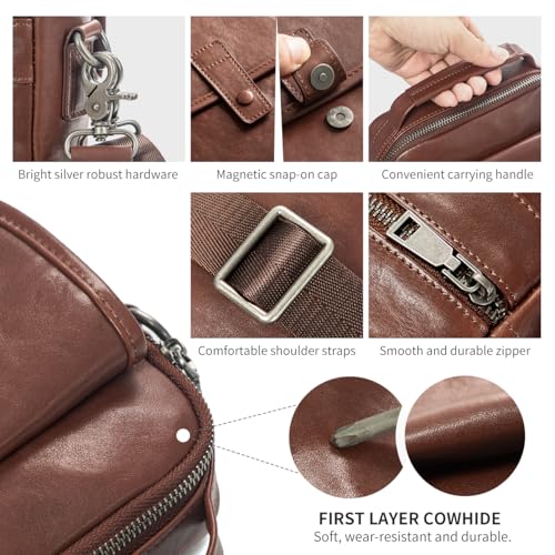 Image of Augus Genuine Leather Small Messenger Bag Crossbody