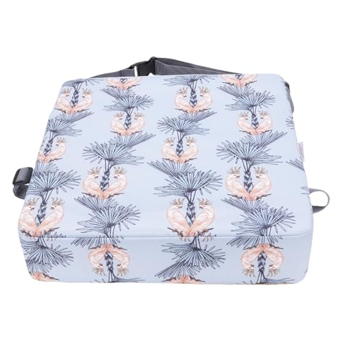 Omquot Asiento Elevador Acolchado para Niños Pequeños para Mesa de Comedor, Cojín Antideslizante para Trona de bebé, Portátil para Viajes Familiares, 12,6x12,6x3,35 Pulgadas (loros)