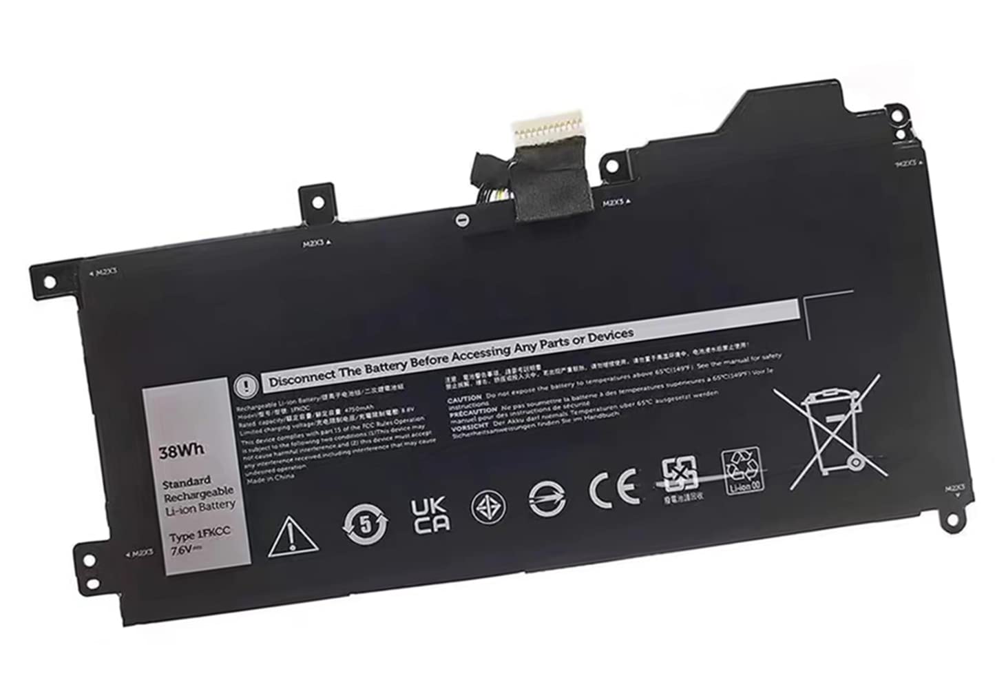 1FKCC Laptop Batteria per Dell Latitude 7200 7210 2-in-1 T04J T04J001 T04J002 Series 09NTKM 9NTKM 0D9J00 D9J00 0KWWW4 KWWW4 T5H6P 7.6V 38Wh 4750mAh