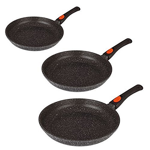Espace Cuisine – Juego de 3 sartenes de 20, 24 y 28 cm con revestimiento de piedra
