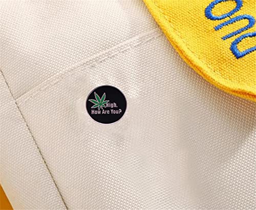 Image of High How are You Weed Leaf Enamel Brooch Pin Denim Jacket Lapel Metal Pins Brooches Badges Exquisite Jewelry Accessories