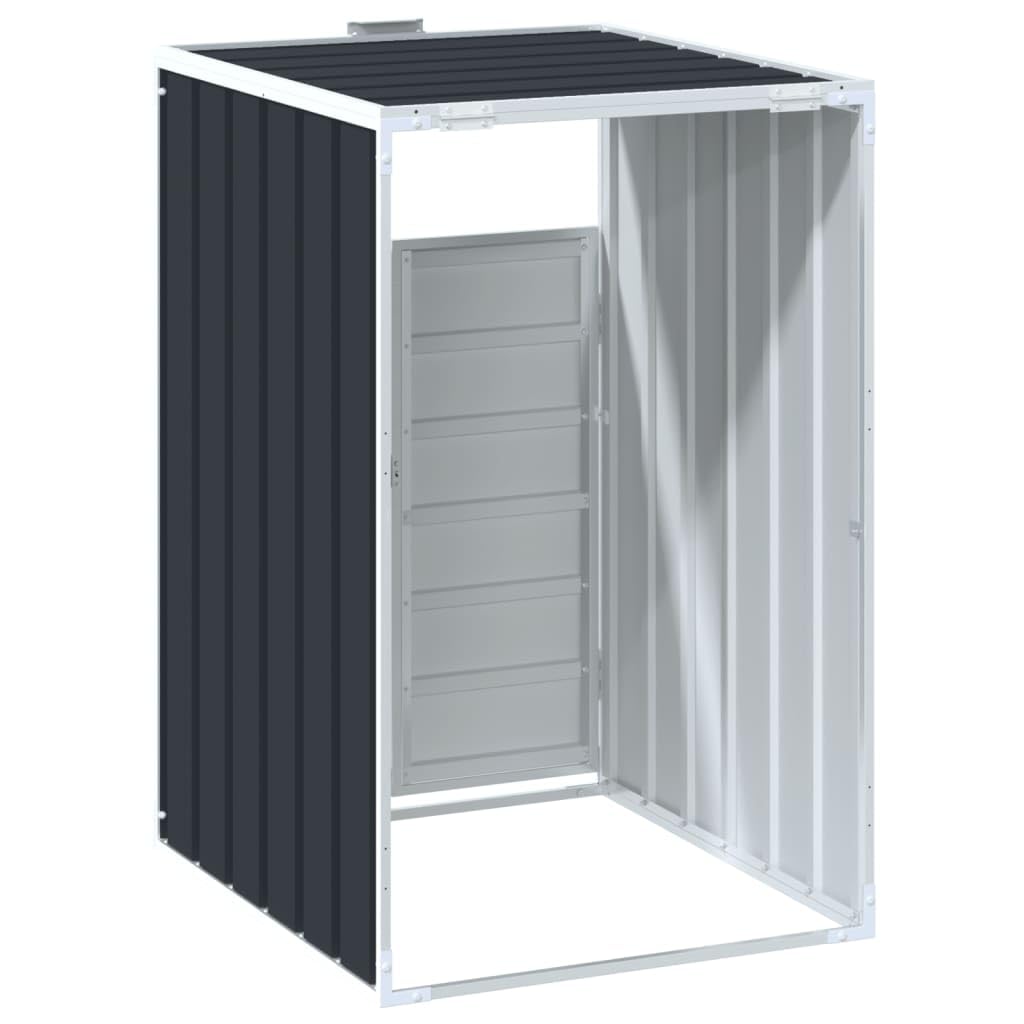 Gecheer Cobertizo de contenedor de Basura Acero Antracita 72x81x115 cm,Cubo de Basura,Almacenamiento de Cubos de Basura,Cobertizo para Papeleras Jardín