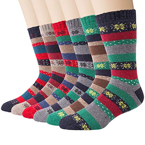 6 Pairs Mens Wool Socks, Thick Warm Thermal Socks for Winter