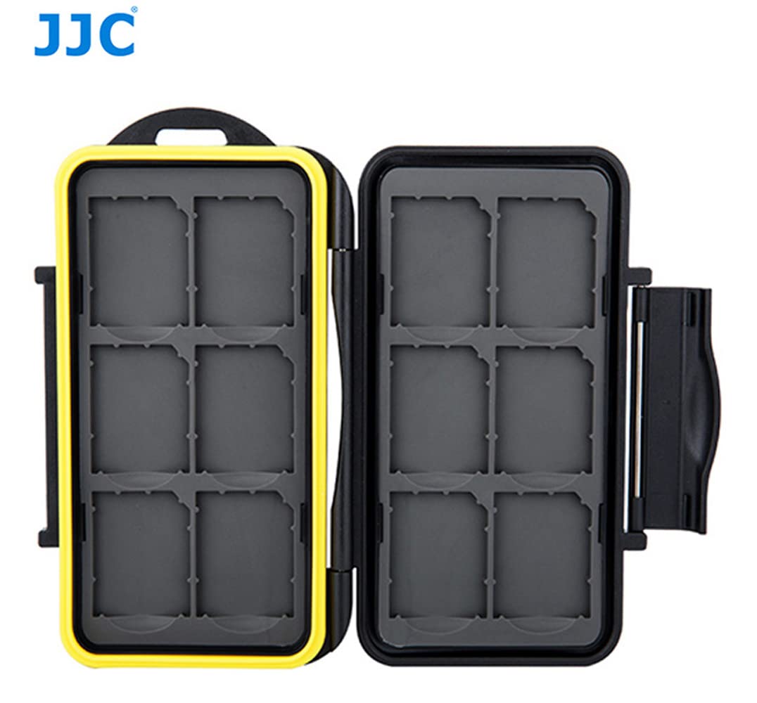 JJC MC-SD12 Resistente al Agua Funda para Tarjeta de Memoria de Almacenamiento Soporte para 12 Tarjetas SD (Negro)