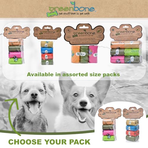 Image of Greenbone Earth Friendly Cat or Dog Poop Bags, Plant Based Leak Proof Dispenser Refill Rolls (8 Rolls)