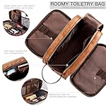 Elviros Toiletry Bag for Men, Large Travel Shaving Dopp Kit Water-resistant Bathroom Toiletries Organizer PU Leather Cosmetic Bags Fathers Day Gift (Medium, Brown) - Image 3