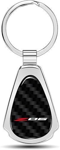 Miniatura 1 de Llavero de lágrima de metal de fibra de carbono negro real para Chevrolet Corvette C8 Z06, con licencia oficial