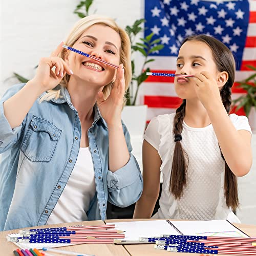 300 lápices de madera con bandera americana y borradores miniatura 6