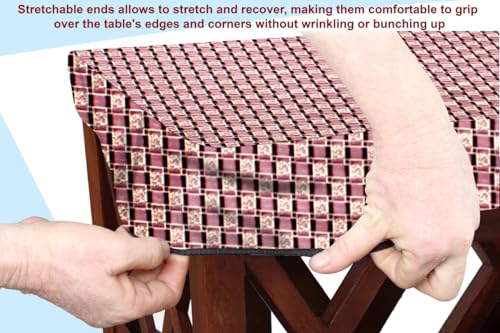 Image of The Furnishing Tree Elastic Rectangular Center Tpoy Table Cover WxL 24x60 in Inches Polyester Basketweave Pattern Multicolor