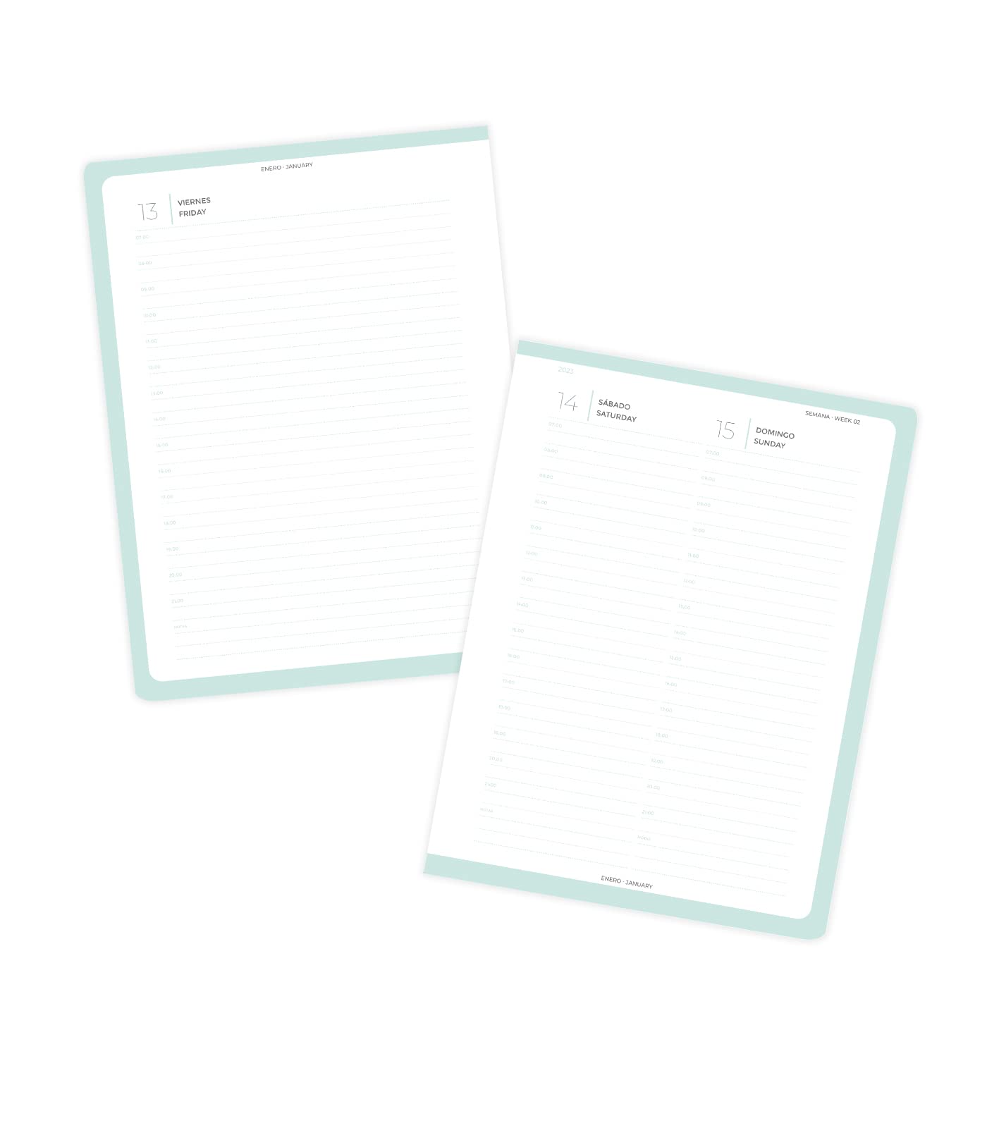 Takenote Calendar 2022 2023 - September to August - Dafne - Day Page - A5-15 x 20 cm - Wire-o Binding - Spanish - English - Takenote - Image 2