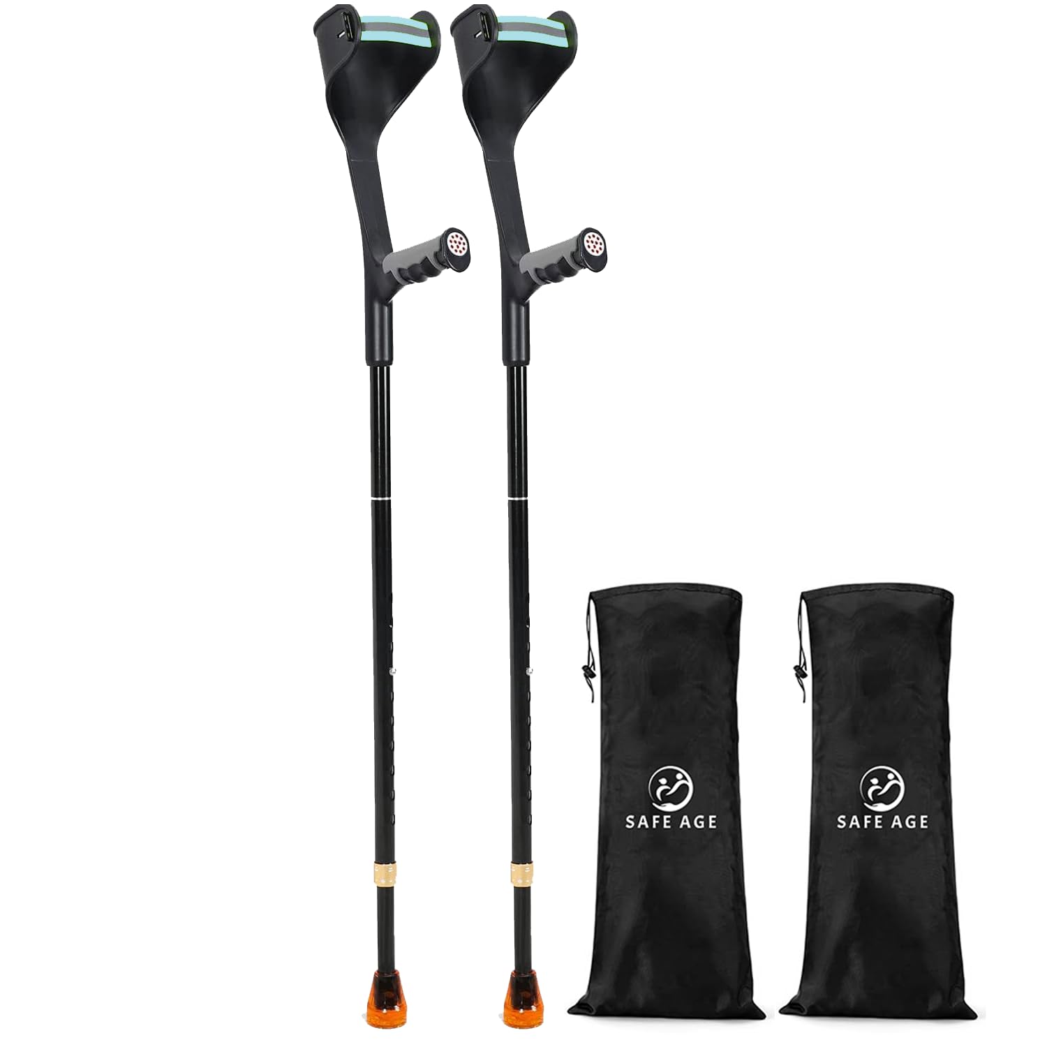 Safe Age® Krücken zur Rehabilitation - höhenverstellbar - Laufhocker - Ellbogenhocker (2 stück)