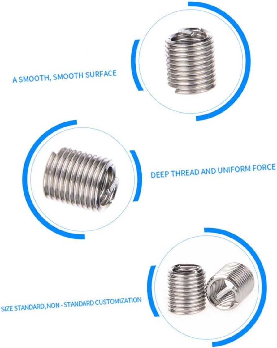 Thread Repair Tool Kit 60pcs Thread Inserts Silver Wire for Automotive Hole Fixing