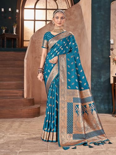 Image of Mehrang Women's Pure Kanjivaram Silk Saree Banarasi Silk Wedding Sarees for Women with Blouse Piece