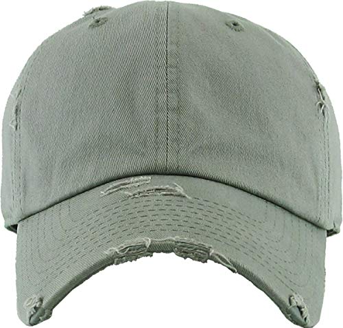 Image of KBETHOS Vintage Washed Distressed Cotton Dad Hat Baseball Cap Adjustable Polo Trucker Unisex Style Headwear