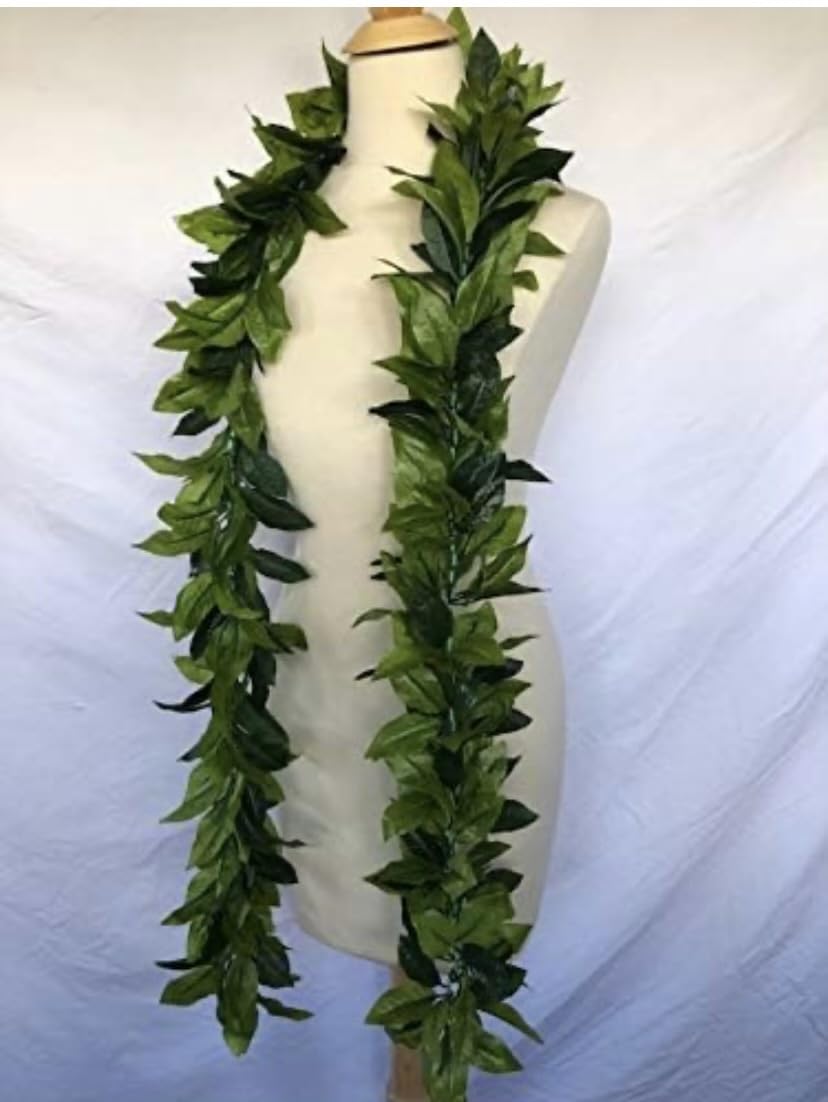 Generic Maile Lei - Artificial Silk - Realistic Maile Leaf - Hawaiian, Hula, Luau, Party, Graduation, Wedding, Mothers Day, Fathers Day, Green