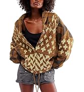 Y2k Oversized Button Down Cardigans for Women Fall Boho Cardigan Shawl Collar Sweater Coats Graph...