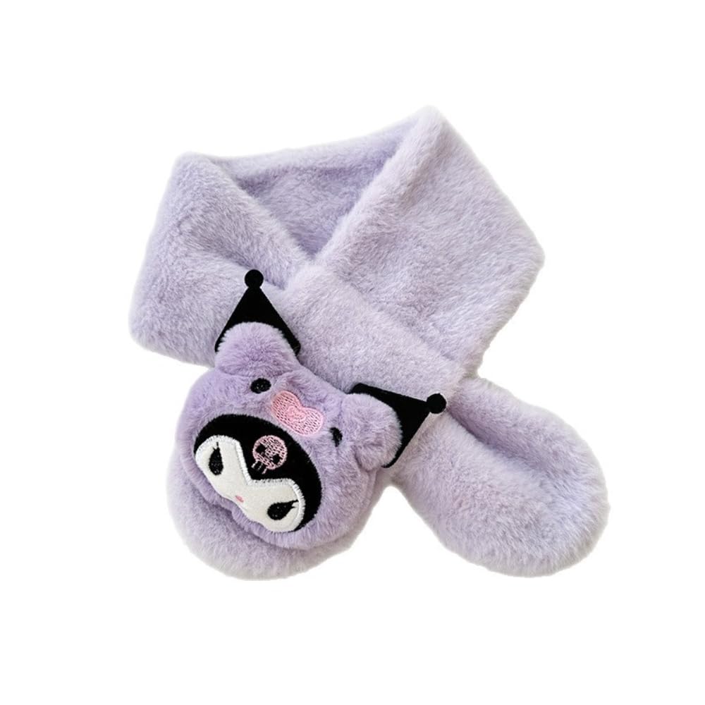 ISABELLA MOON Kids Winter Beanie Scarf for 2-10 Years Old Boys Girls.Outdoor Warm Fleece Lined Thermal Knit Fluffy Pom (KURO)