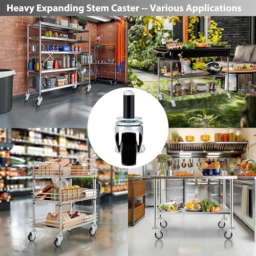 Finnhomy 3 Inch Caster Wheels Prep Table Caster Set of 4 Expanding Stem Wheels Heavy Duty Fit 7/8" and 1" Tube Leg Industrial Swivel Castor Wheels for Stainless Steel Table/Cart/Worktable Leg, Black by Finnhomy - Image 6