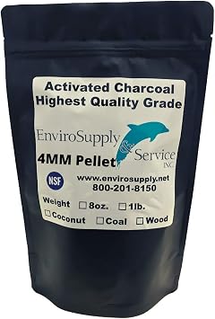 4mm Pellet Activated Carbon Virgin Bituminous Coal, Premium Charcoal for Air Purification, Odor Control, Deodorizer, Vapor Phase Applications - Resealable 1 lb. Bag 455g