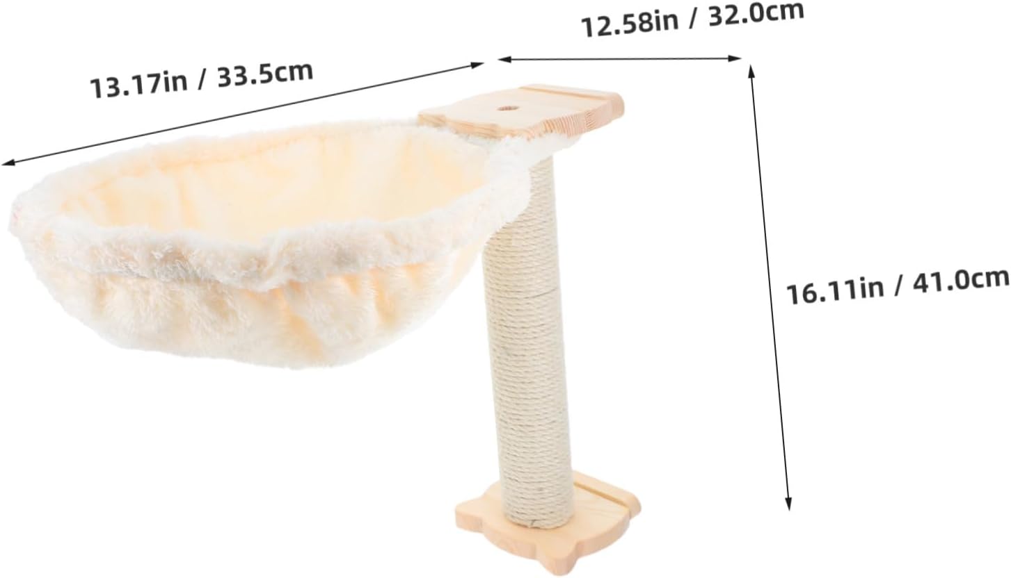1 Set Cat Hammock Bed Spoon Shape Lint Covered Cat Tree Bed Soft and Scratchproof Kitten Platform Replacement with Scratching Post and Kittens