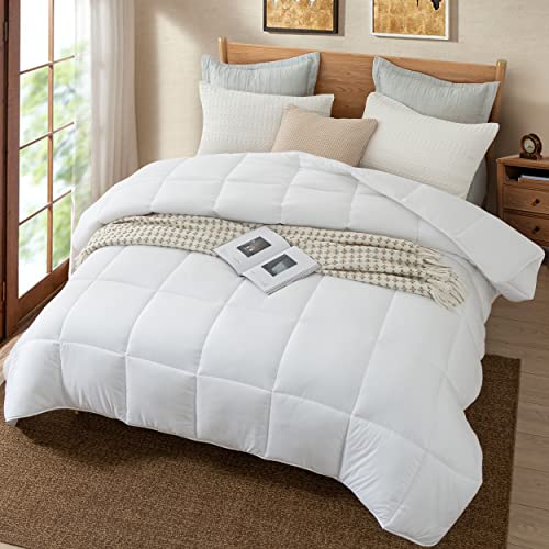 Down Alternative Comforter All Season Duvet Insert(White, Queen)-Ultra Soft Double Brushed Microfiber Quilt Cover, Baffled Box Stitched With Corner Tabs #TOP1