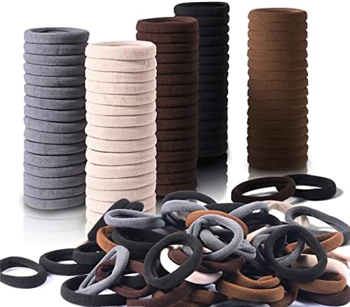 120 Pcs Thick Seamless Hair Ties, Hair Ties for Women, Girls Hair Ties for Thick Hair,Seamless Hair Ties No Damage (Brunette Brown Set)