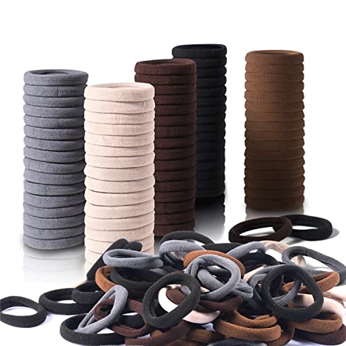 120 Pcs Thick Seamless Hair Ties, Hair Ties For Women, Girls Hair Ties For Thick Hair,Seamless Hair Ties No Damage (Brunette Brown Set) #TOP3