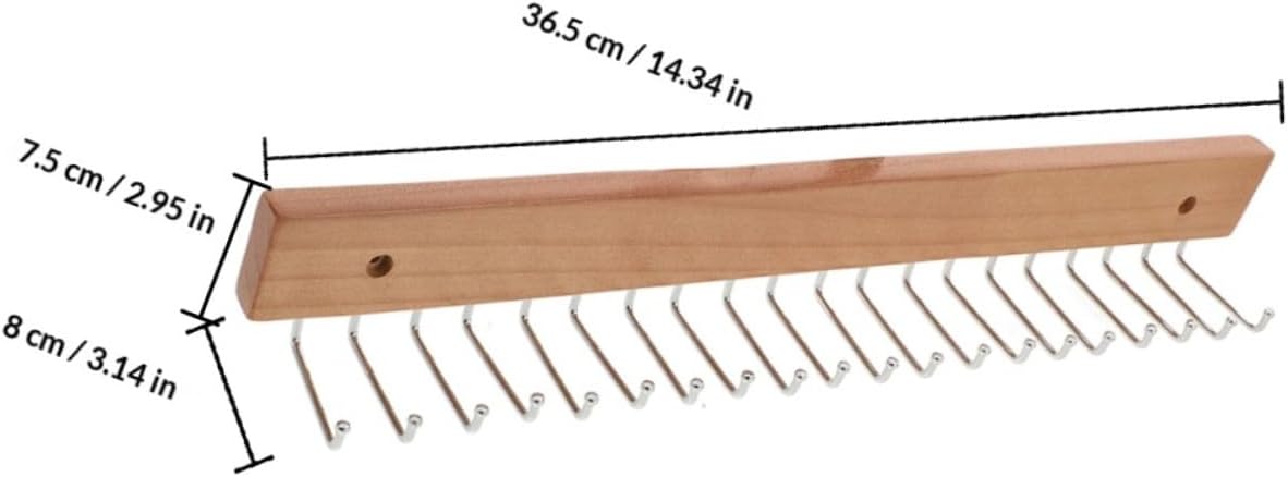Healeved Wooden Wall Mount Tie and Belt Rack with 20 Rotating Hooks, Space-Saving Men’s Tie Holder and Belt Organizer for Closet and Entryway, 2pcs Set