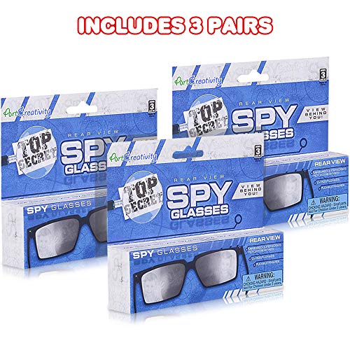 Artcreativity Spy Glasses For Kids - Set Of 3 - See Behind You Sunglasses With Rear View Mirrors - Fun Party Favors, Detective Gadgets, Secret Agent Costume Props, Gift Idea For Boys And Girls #TOP3